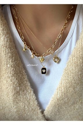 گردنبند جواهر زرد زنانه پوشش لاکی aksesuaris - کد 878621924