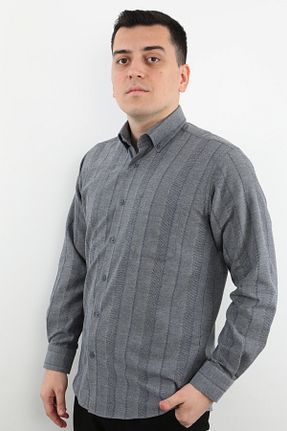 پیراهن طوسی مردانه رگولار Veli Önkal - کد 878741388
