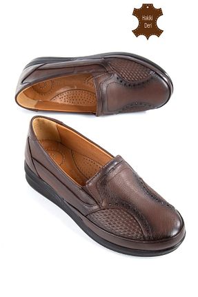 کفش کلاسیک قهوه ای زنانه چرم خالص The Dortex Shoes - کد 744611496