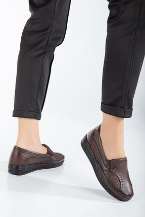 کفش کلاسیک قهوه ای زنانه چرم خالص The Dortex Shoes - کد 744611496