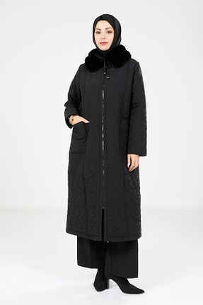 پالتو پشمی حجاب مشکی زنانه رگولار Beyza - کد 878765474