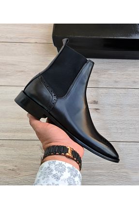 بوت / نیم بوت مشکی مردانه چرم خالص Özel Yapım - کد 878800004