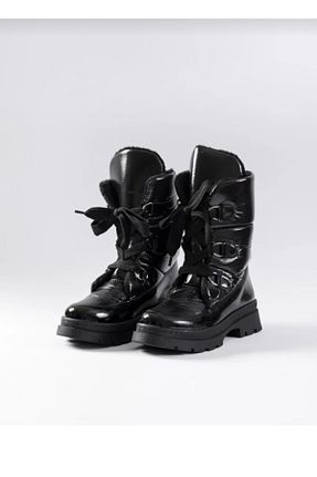 بوت برفی مشکی زنانه چرم مصنوعی BRGL - کد 878931105