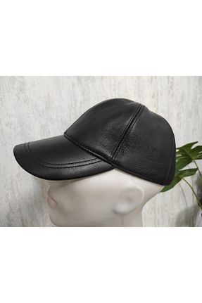 کلاه مشکی زنانه چرم خالص green norths - کد 878816677