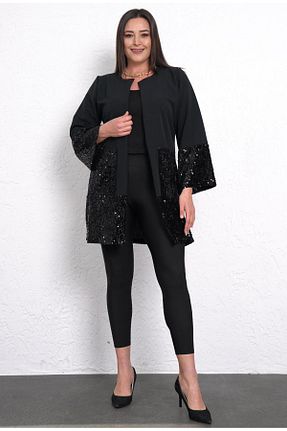 کت سایز بزرگ مشکی زنانه Dalgıç/Scuba FOR ESRA BIG TREND - کد 878825013