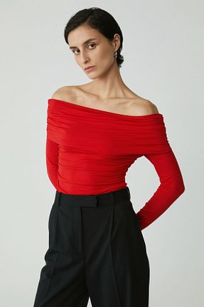 بلوز قرمز زنانه ساده ETHIQUET - کد 841964301