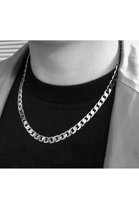گردنبند استیل ( فولاد ) طوسی مردانه فلزی Girift Vintage - کد 878928637