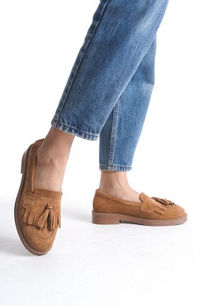 کفش لوفر قهوه ای زنانه چرم خالص GNS Shoes - کد 878953356