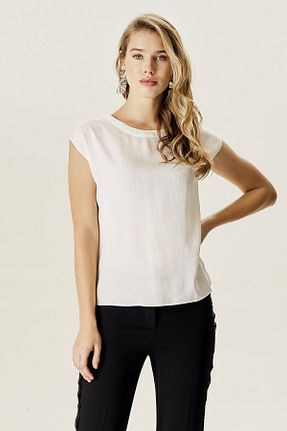 بلوز سایز بزرگ سفید زنانه پارچه Naramaxx - کد 43130492