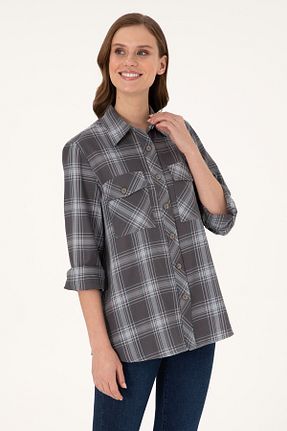 پیراهن خاکی زنانه یقه پیراهنی U.S. Polo Assn. - کد 878969959