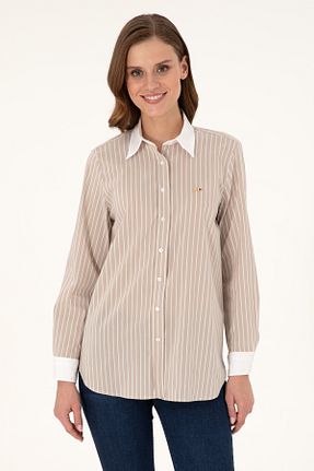پیراهن بژ زنانه یقه پیراهنی U.S. Polo Assn. - کد 878971117