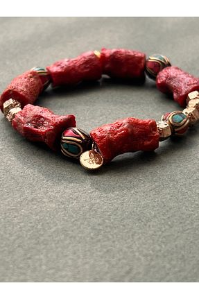 دستبند جواهر قرمز زنانه سنگ طبیعی L´Atelier des Perles - کد 878979004