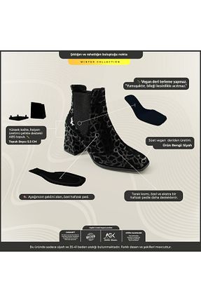 بوت / نیم بوت مشکی زنانه چرم مصنوعی Güllü Shoes - کد 869626230