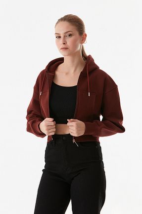 سوئیشرت زرشکی زنانه ساده Fullamoda - کد 879008585