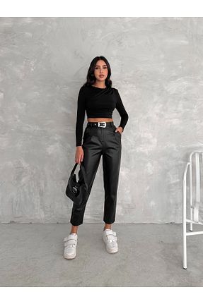 شلوار حجاب مشکی زنانه چرم مصنوعی winmoda - کد 879001295