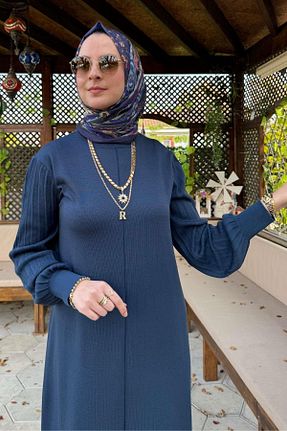 لباس حجاب آبی زنانه رگولار Rabia Şamlı - کد 879012965