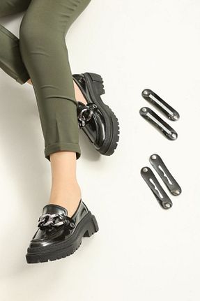 کفش لوفر مشکی زنانه چرم لاکی CICIKIZ - کد 879021461