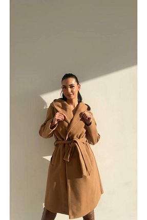 پالتو پشمی قهوه ای زنانه رگولار Swass - کد 879025482