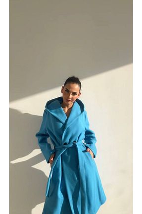 پالتو پشمی آبی زنانه رگولار Swass - کد 879025937