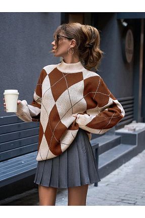 پلیور رنگی زنانه اورسایز Dier Moda - کد 879027732