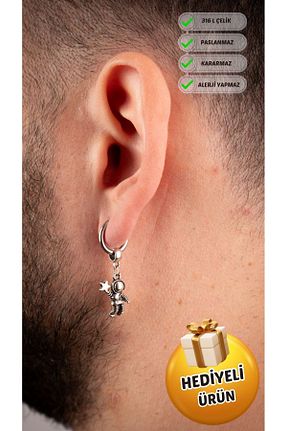 گوشواره استیل (فولاد) متالیک زنانه استیل ضد زنگ Piercing Market Steel & Silver - کد 774467700