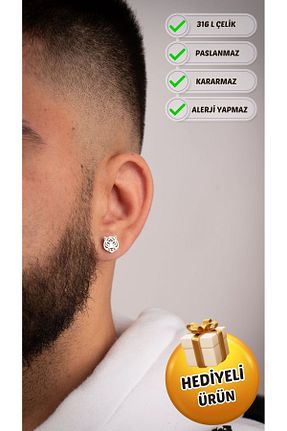 گوشواره استیل (فولاد) متالیک زنانه استیل ضد زنگ Piercing Market Steel & Silver - کد 788792168