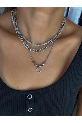 گردنبند استیل ( فولاد ) طوسی زنانه استیل (فولاد) Bennu Design Jewelry - کد 879051593