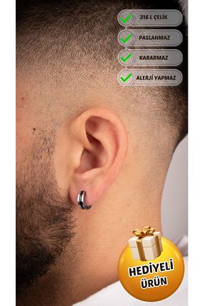 گوشواره استیل (فولاد) متالیک زنانه استیل ضد زنگ Piercing Market Steel & Silver - کد 774432211