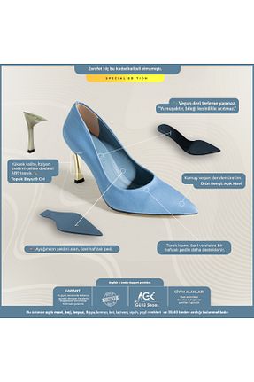 کفش استایلیتو سرمه ای پاشنه ضخیم Güllü Shoes - کد 520156816