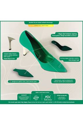 کفش استایلیتو سبز پاشنه ضخیم Güllü Shoes - کد 743095019