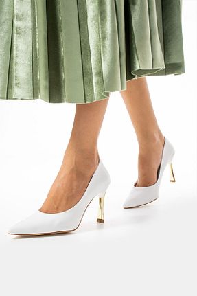 کفش استایلیتو سفید پاشنه ضخیم Güllü Shoes - کد 743108889