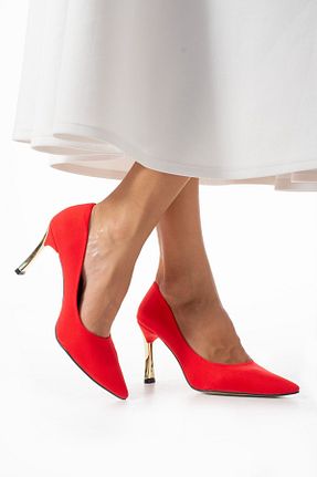 کفش استایلیتو قرمز پاشنه ضخیم Güllü Shoes - کد 519832214