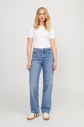 شلوار جین آبی زنانه پاچه پهن Jack & Jones - کد 879072058