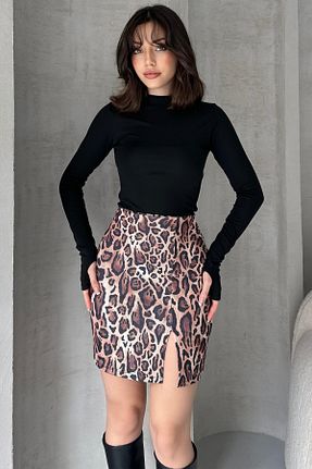 دامن قهوه ای زنانه پارچه Fav Style - کد 879185077