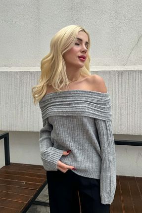 پلیور طوسی زنانه ساده YK FASHION - کد 879195527