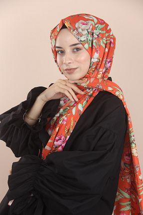 شال نارنجی زنانه پنبه پلی استر Sima - کد 759241559