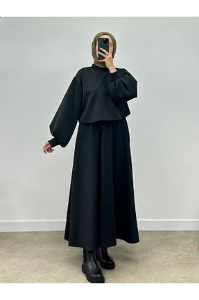 ست بالاتنه و پائین تنه مشکی زنانه بافتنی CHUL - کد 879222009