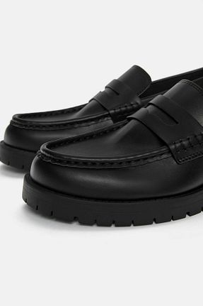 کفش لوفر مشکی مردانه پلی اورتان Pull & Bear - کد 879222795