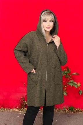پالتو پشمی سایز بزرگ خاکی زنانه سایز بزرگ MODASTRO - کد 870228737