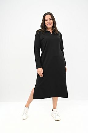 لباس سایز بزرگ مشکی زنانه پلی استر Koza Butik - کد 879231770