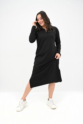 لباس سایز بزرگ مشکی زنانه پلی استر Koza Butik - کد 879231770