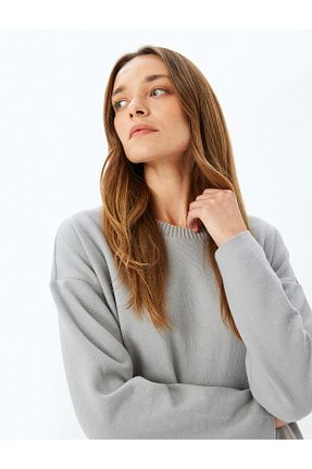 سوئیشرت طوسی زنانه ساده Koton - کد 879244685