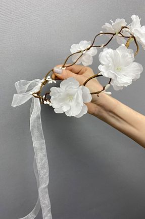 تاج سفید زنانه سنگ کریستال Hayalperest boncuk - کد 890959257