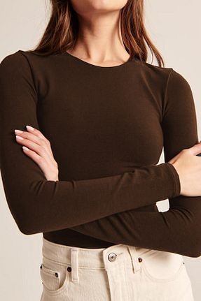 بادی قهوه ای زنانه یقه دوچرخه SH Boutique - کد 879277577