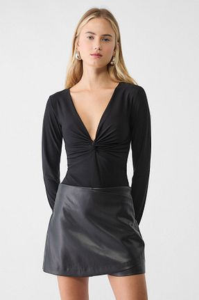 بادی مشکی زنانه یقه هفت Stradivarius - کد 866727829
