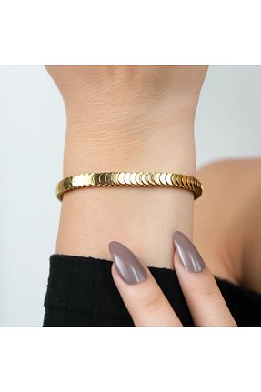 دستبند استیل (فولاد) طلائی زنانه استیل ضد زنگ Ladues - کد 879300592