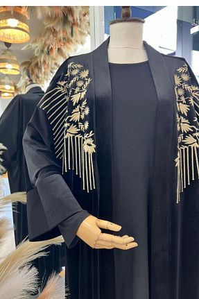 کافتان و کیمونو سایز بزرگ مشکی زنانه بافتنی Eceyaman moda - کد 879382253