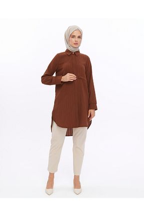 تونیک حجاب قهوه ای زنانه پلی استر BRN - کد 879309183