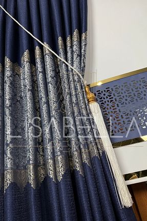 پرده زمینه سرمه ای ساتن LisabellaHome - کد 879331819