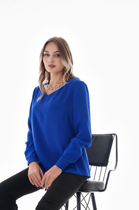 بلوز سایز بزرگ آبی زنانه سایز بزرگ Loom Boutique - کد 877285744